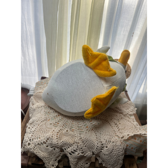 Cottagecore Goose Doll 🦆 Farmhouse Spring Decor Yellow Polka Dot Dress - Picture 3 of 7